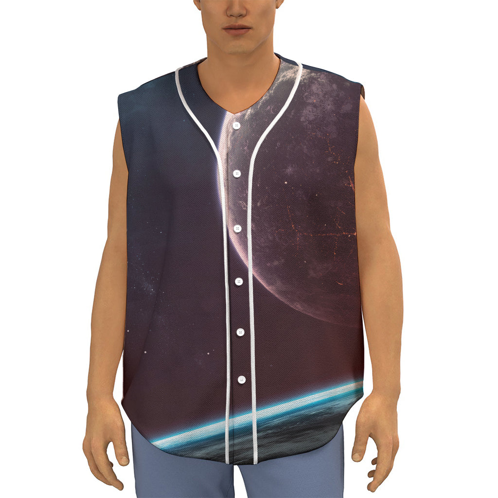 Cosmic Space Print Sleeveless Baseball Jersey