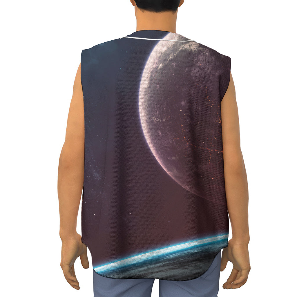 Cosmic Space Print Sleeveless Baseball Jersey