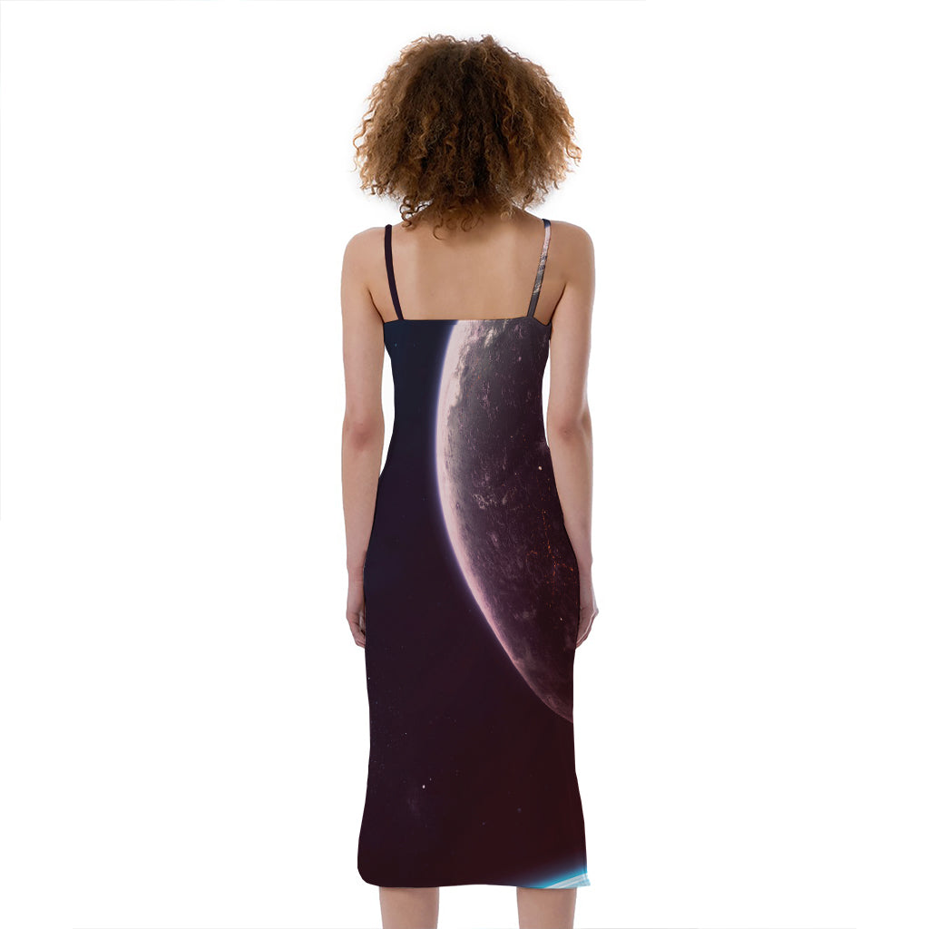 Cosmic Space Print Slim Fit Midi Cami Dress