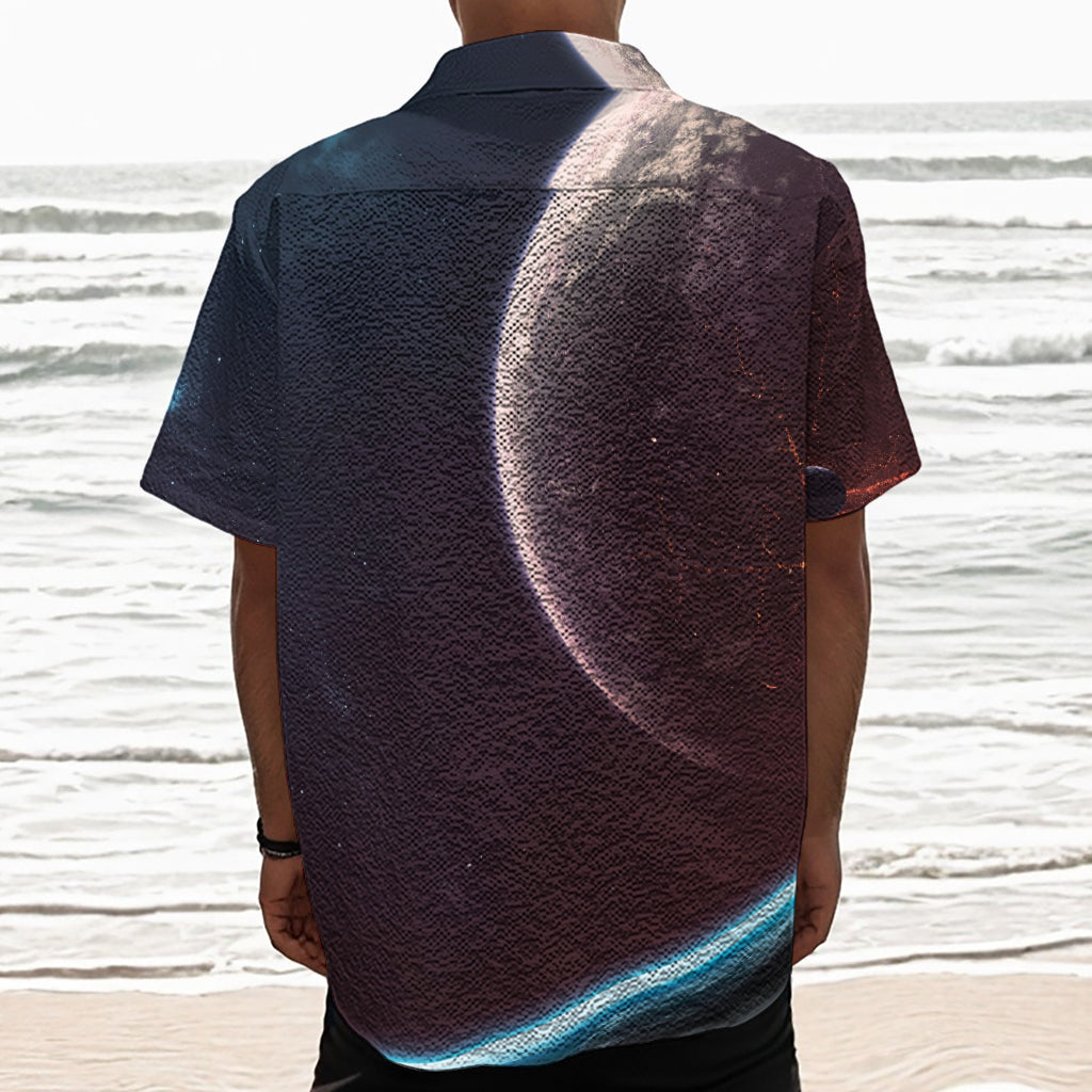 Cosmic Space Print Textured Short Sleeve Shirt
