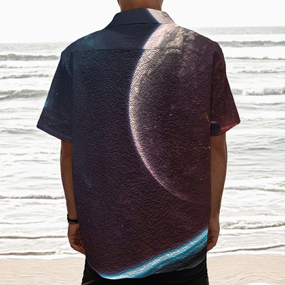 Cosmic Space Print Textured Short Sleeve Shirt