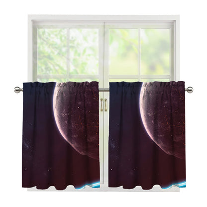 Cosmic Space Print Tier Curtains