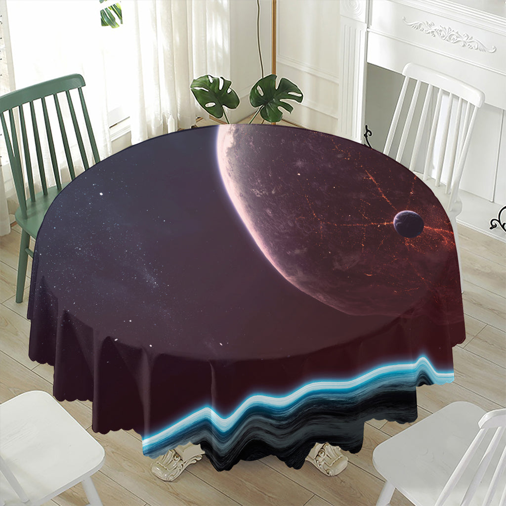 Cosmic Space Print Waterproof Round Tablecloth