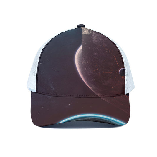 Cosmic Space Print White Mesh Trucker Cap