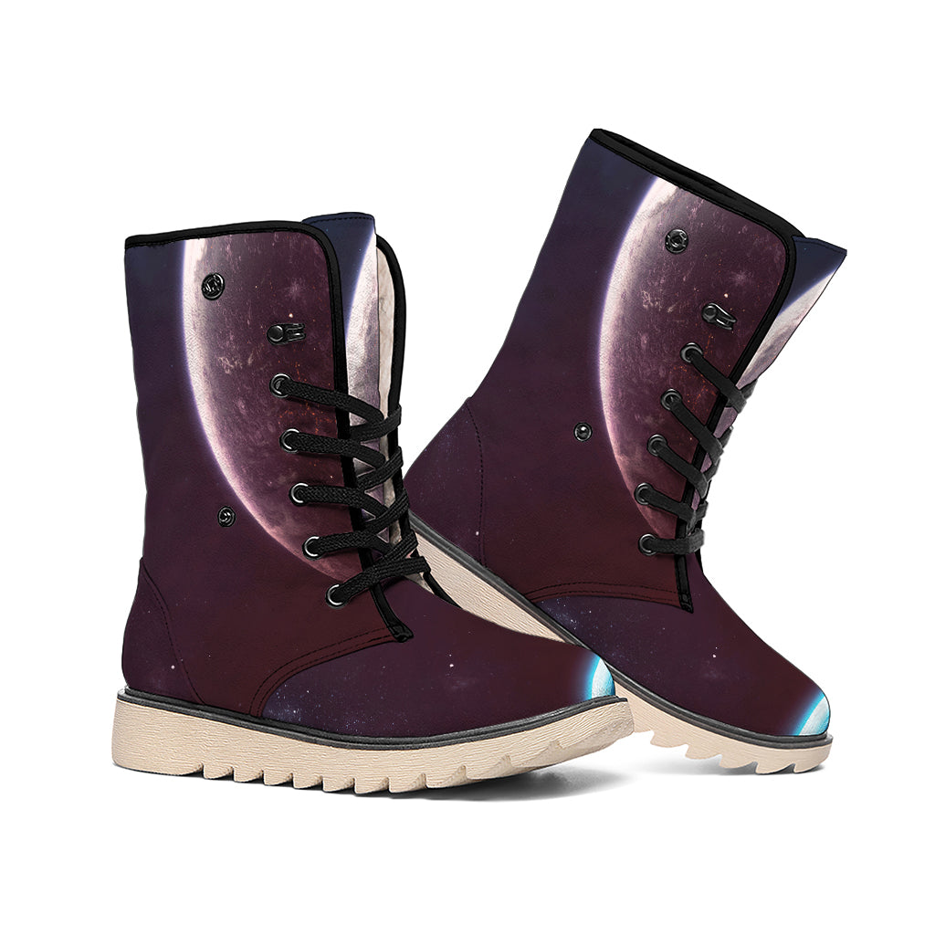 Cosmic Space Print Winter Boots