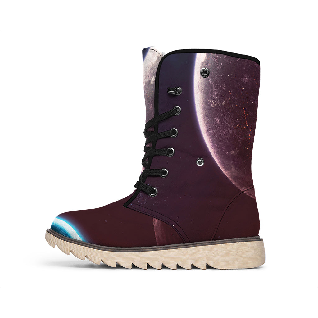 Cosmic Space Print Winter Boots
