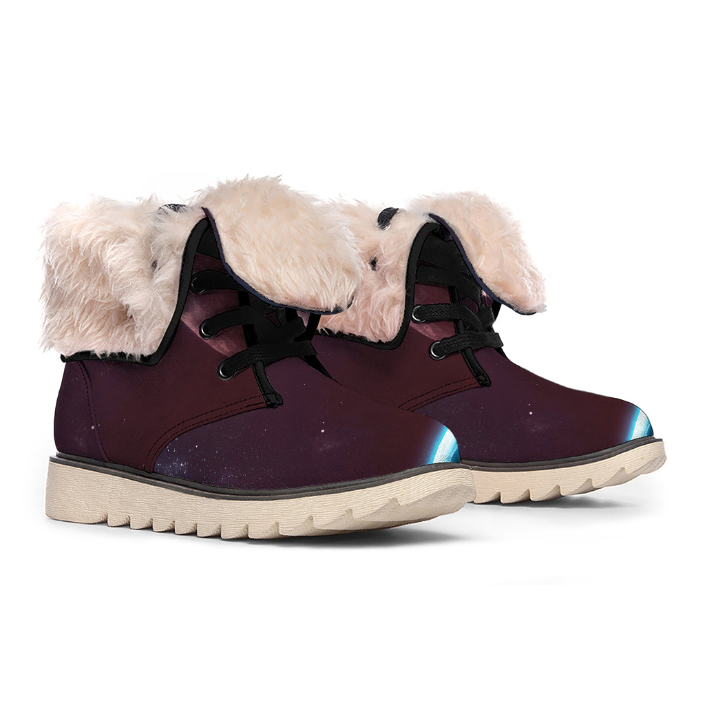 Cosmic Space Print Winter Boots