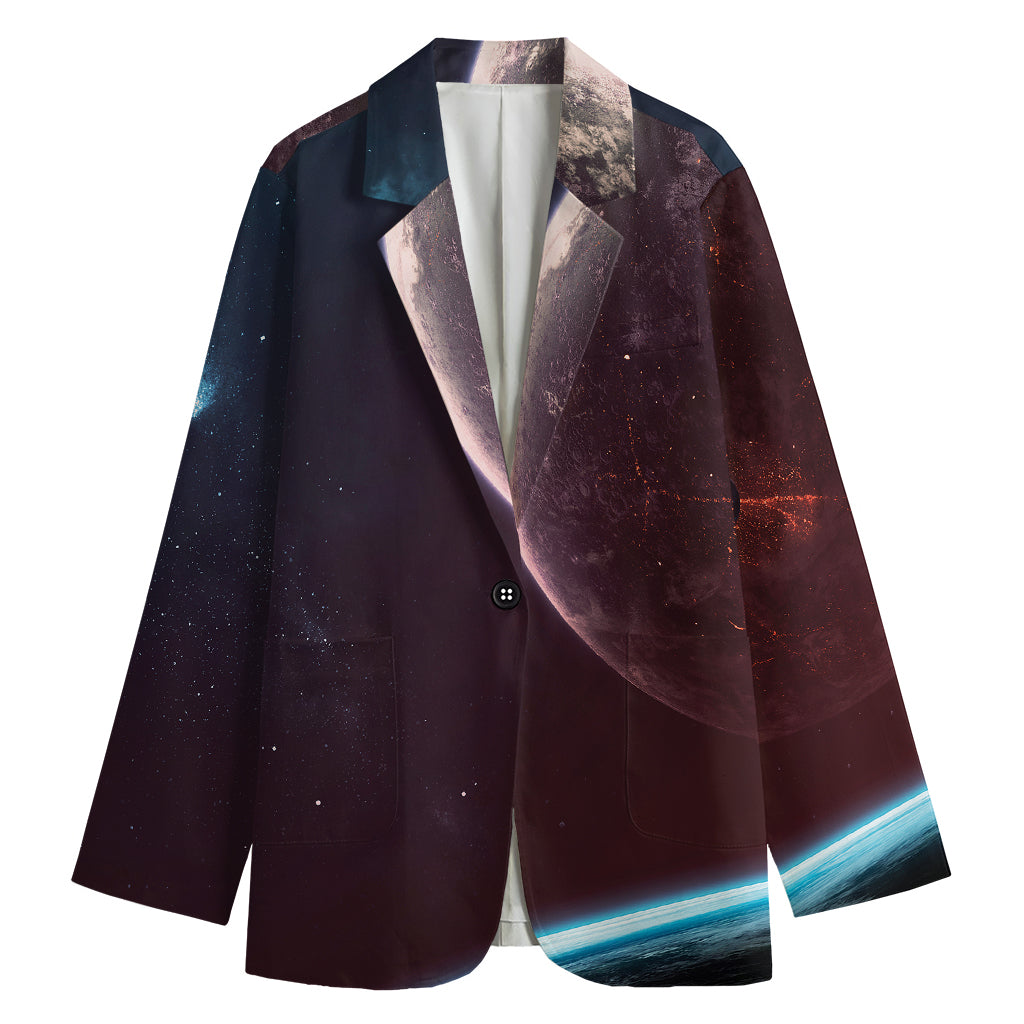 Cosmic Space Print Women's Cotton Blazer