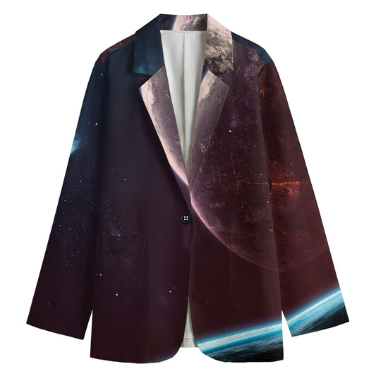 Cosmic Space Print Women's Cotton Blazer
