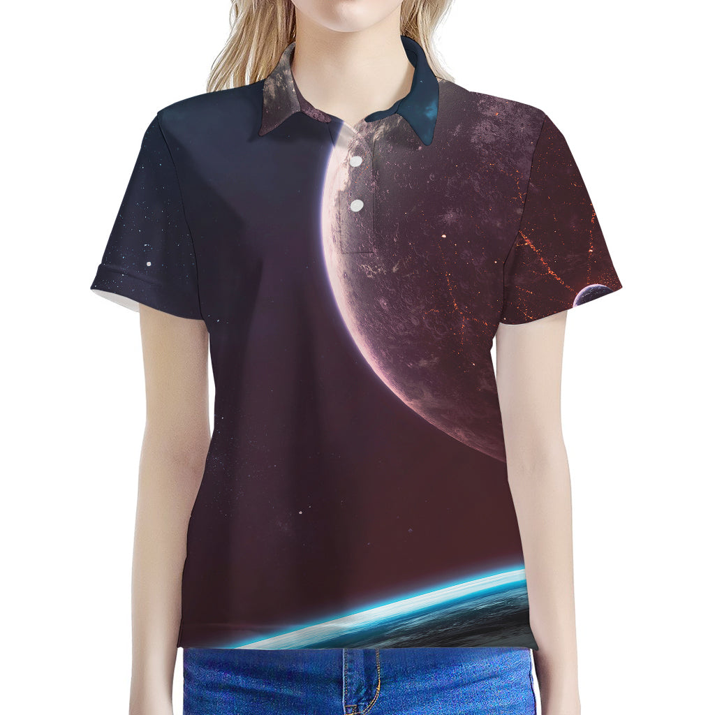 Cosmic Space Print Women's Polo Shirt