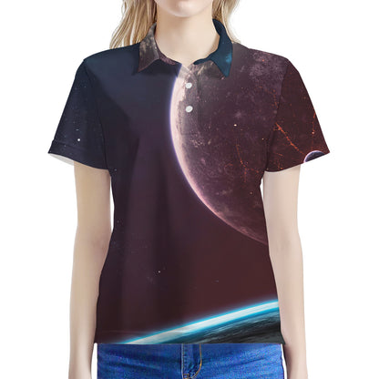 Cosmic Space Print Women's Polo Shirt