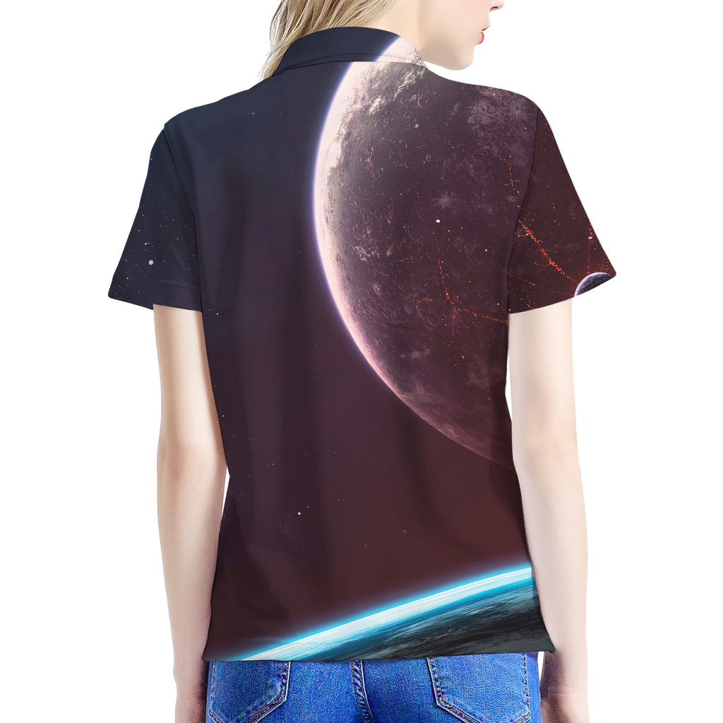 Cosmic Space Print Women's Polo Shirt