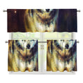Cosmic Wolf Portrait Print 3 Piece Kitchen Curtains