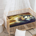 Cosmic Wolf Portrait Print Baby Crib Sheet