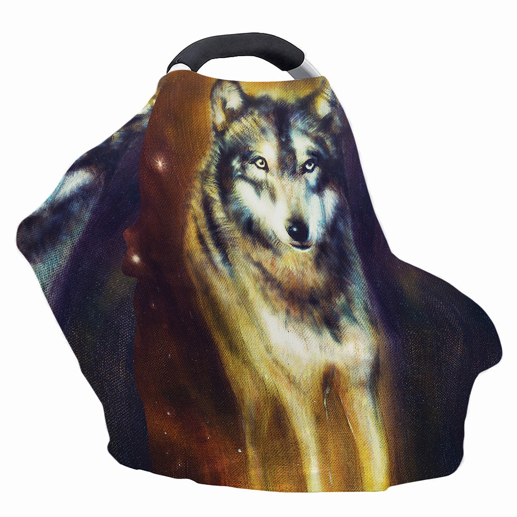 Cosmic Wolf Portrait Print Baby Seat Cover