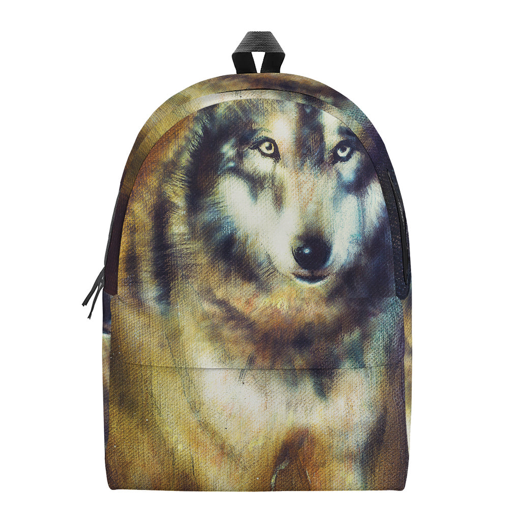 Cosmic Wolf Portrait Print Backpack