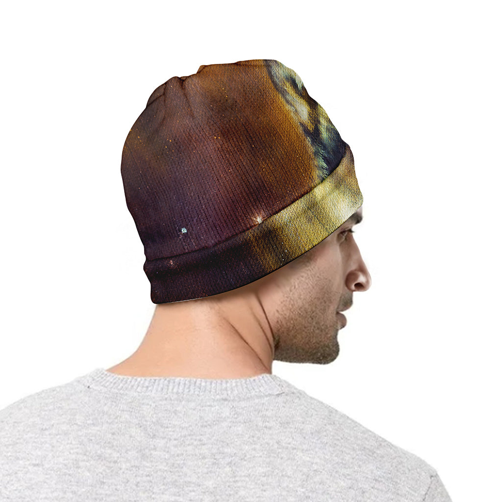 Cosmic Wolf Portrait Print Beanie