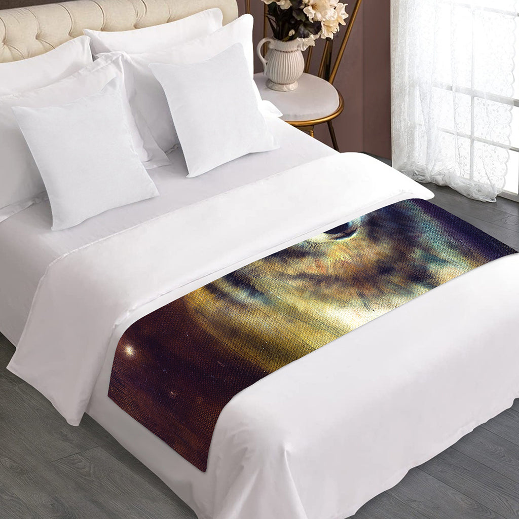 Cosmic Wolf Portrait Print Bed Runner