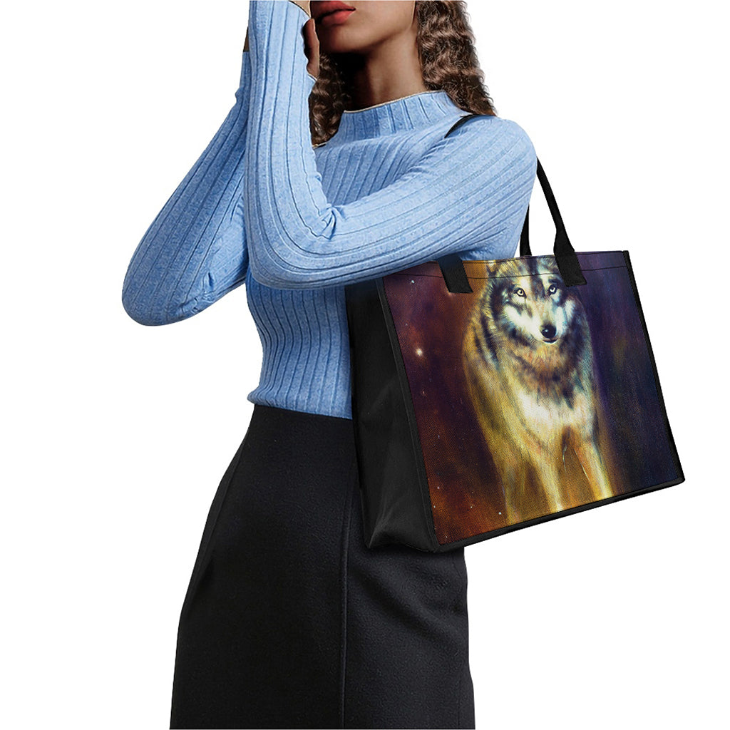Cosmic Wolf Portrait Print Canvas Tote Bag