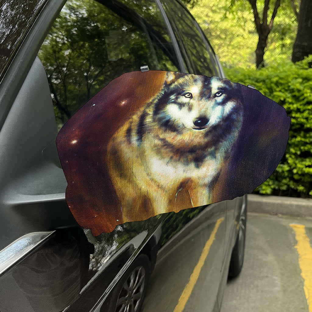 Cosmic Wolf Portrait Print Car Side Mirror Covers