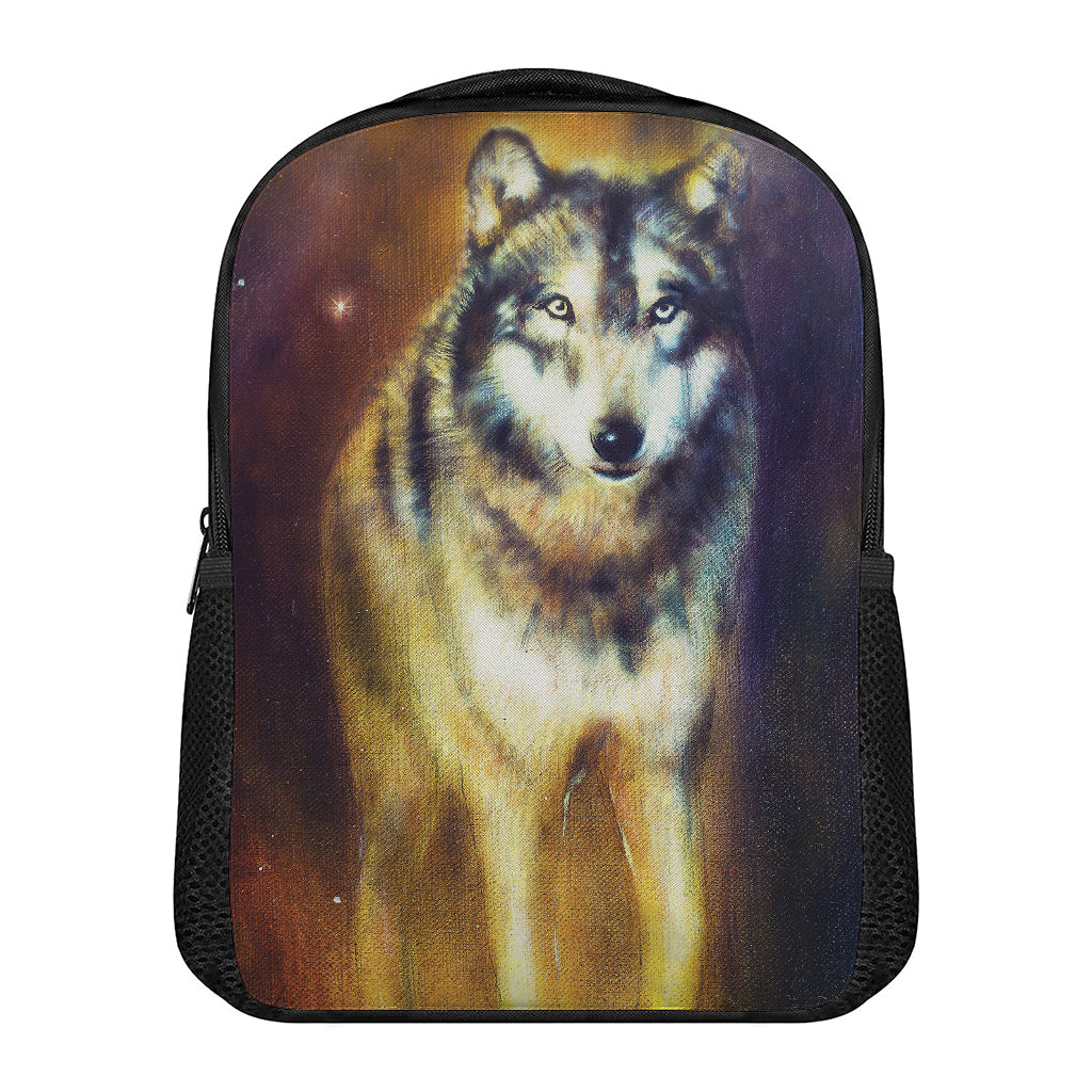 Cosmic Wolf Portrait Print Casual Backpack