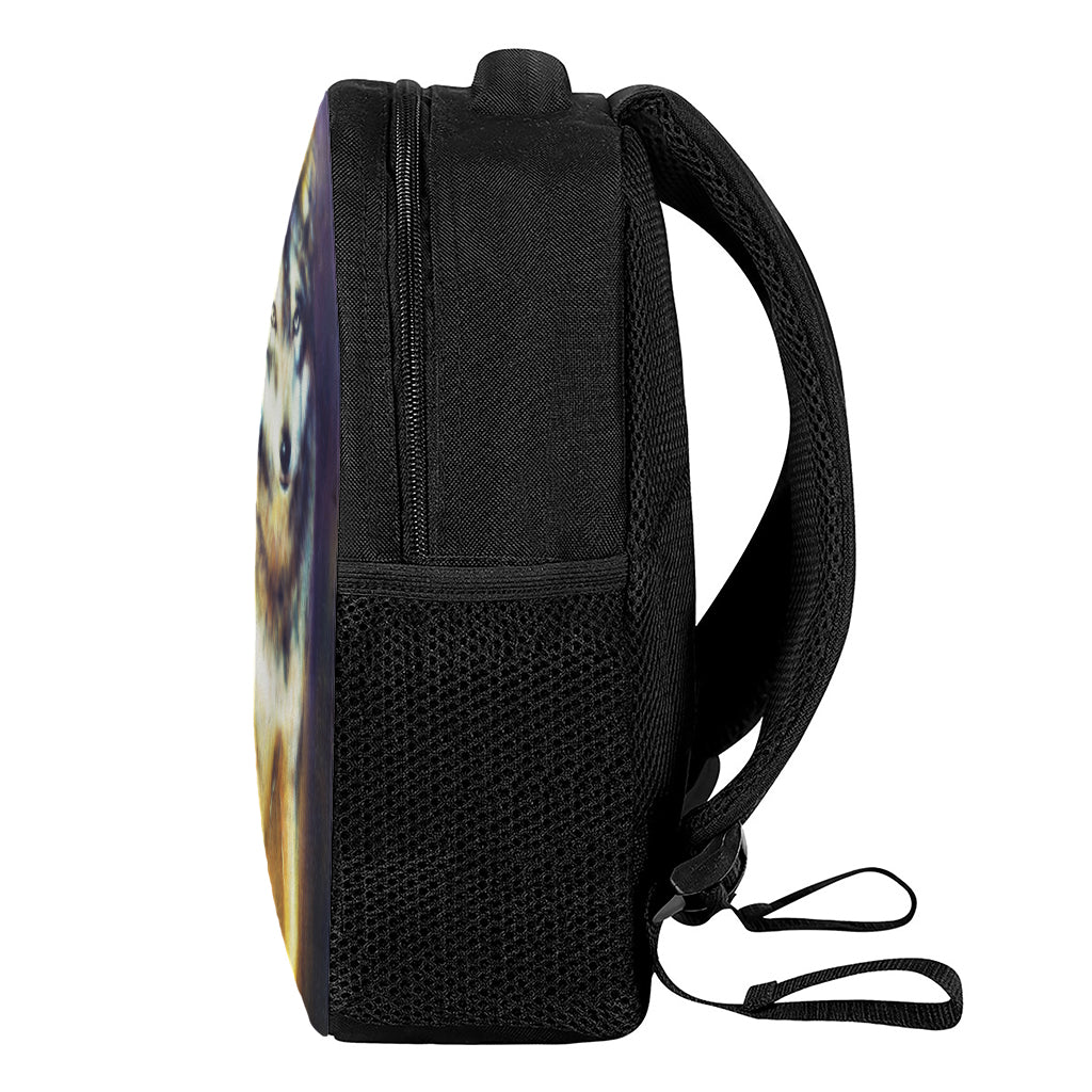 Cosmic Wolf Portrait Print Casual Backpack