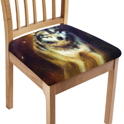 Cosmic Wolf Portrait Print Chair Cushion Cover