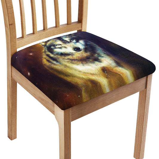 Cosmic Wolf Portrait Print Chair Cushion Cover