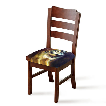Cosmic Wolf Portrait Print Chair Cushion Cover