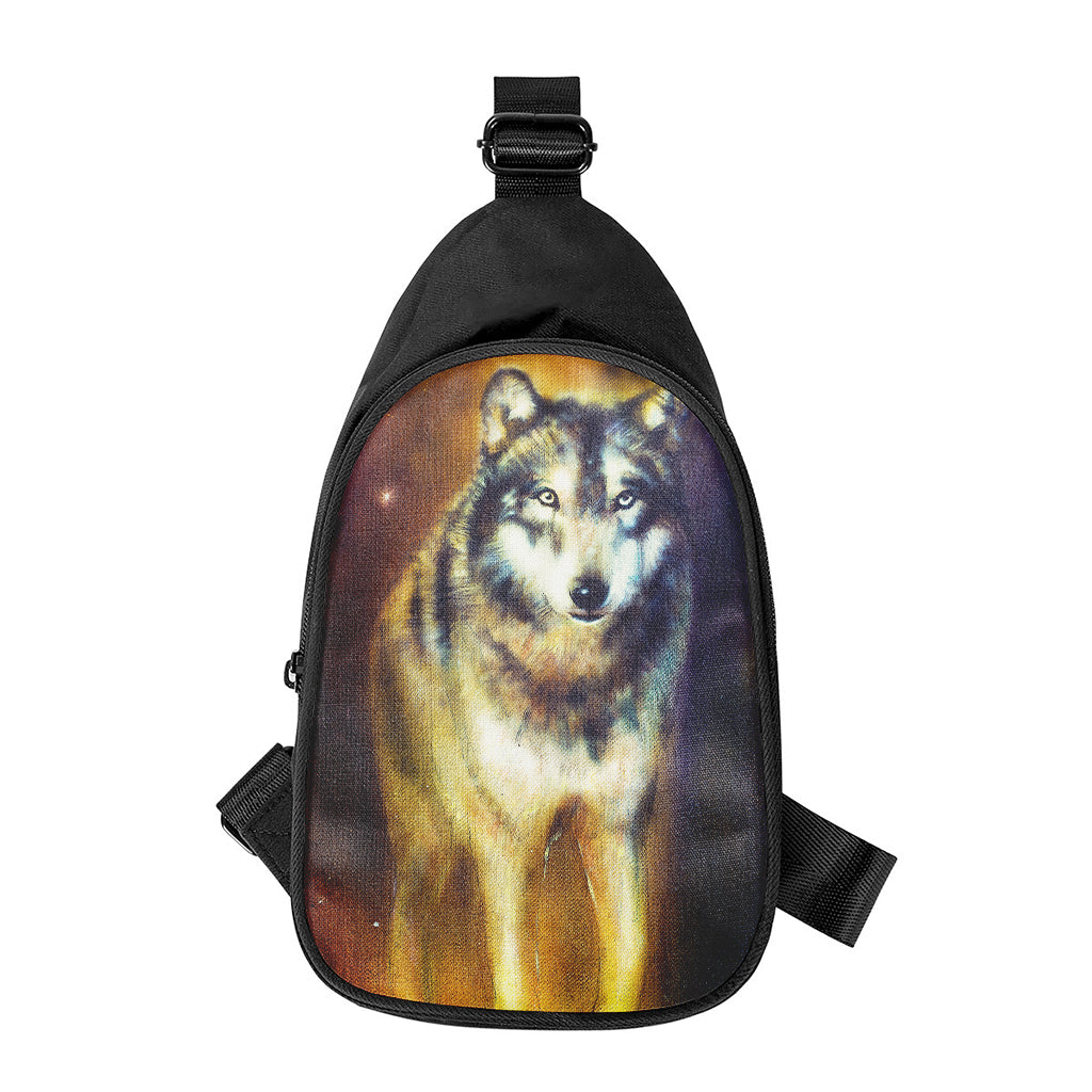 Cosmic Wolf Portrait Print Chest Bag
