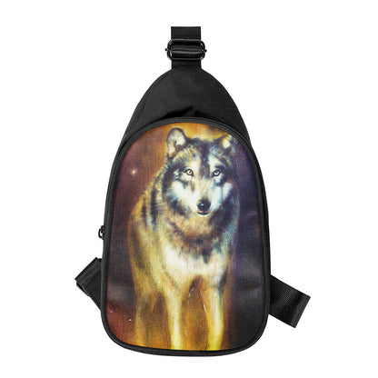 Cosmic Wolf Portrait Print Chest Bag