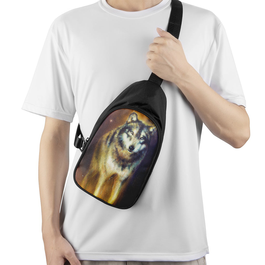 Cosmic Wolf Portrait Print Chest Bag