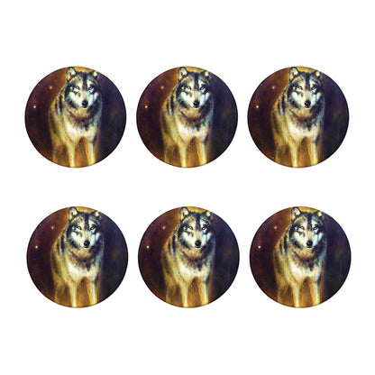 Cosmic Wolf Portrait Print Coaster Set