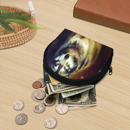 Cosmic Wolf Portrait Print Coin Purse