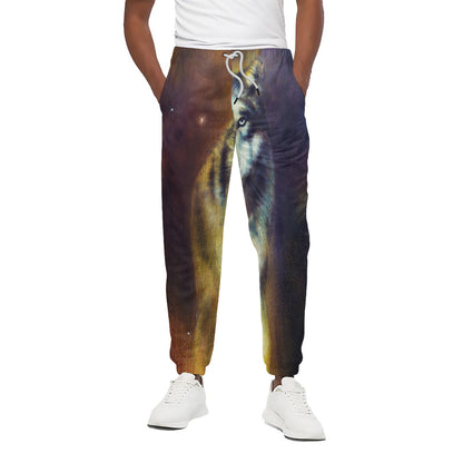 Cosmic Wolf Portrait Print Cotton Pants