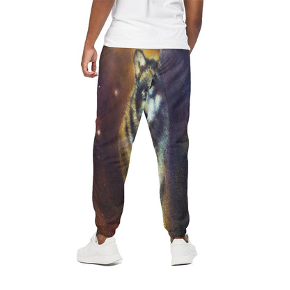 Cosmic Wolf Portrait Print Cotton Pants
