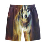Cosmic Wolf Portrait Print Cotton Shorts