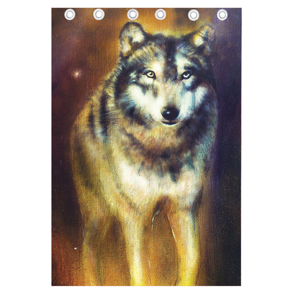 Cosmic Wolf Portrait Print Curtain
