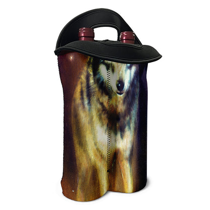 Cosmic Wolf Portrait Print Double Neoprene Wine Tote