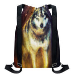 Cosmic Wolf Portrait Print Drawstring Backpack
