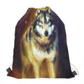 Cosmic Wolf Portrait Print Drawstring Bag