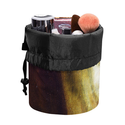 Cosmic Wolf Portrait Print Drawstring Makeup Bag