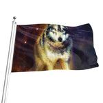 Cosmic Wolf Portrait Print Flag