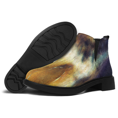 Cosmic Wolf Portrait Print Flat Ankle Boots