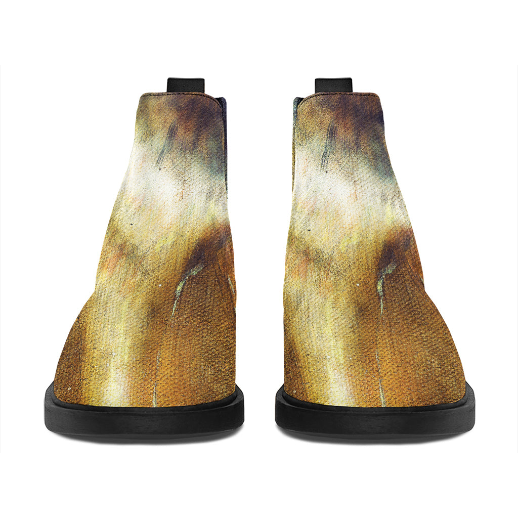 Cosmic Wolf Portrait Print Flat Ankle Boots
