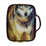Cosmic Wolf Portrait Print Front Pocket Bible Bag