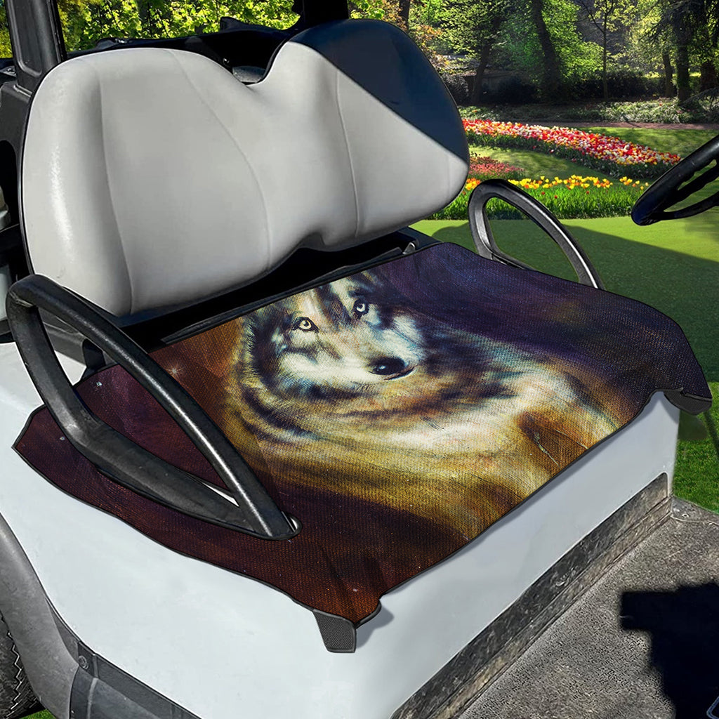 Cosmic Wolf Portrait Print Golf Cart Seat Cover