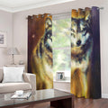 Cosmic Wolf Portrait Print Grommet Curtains