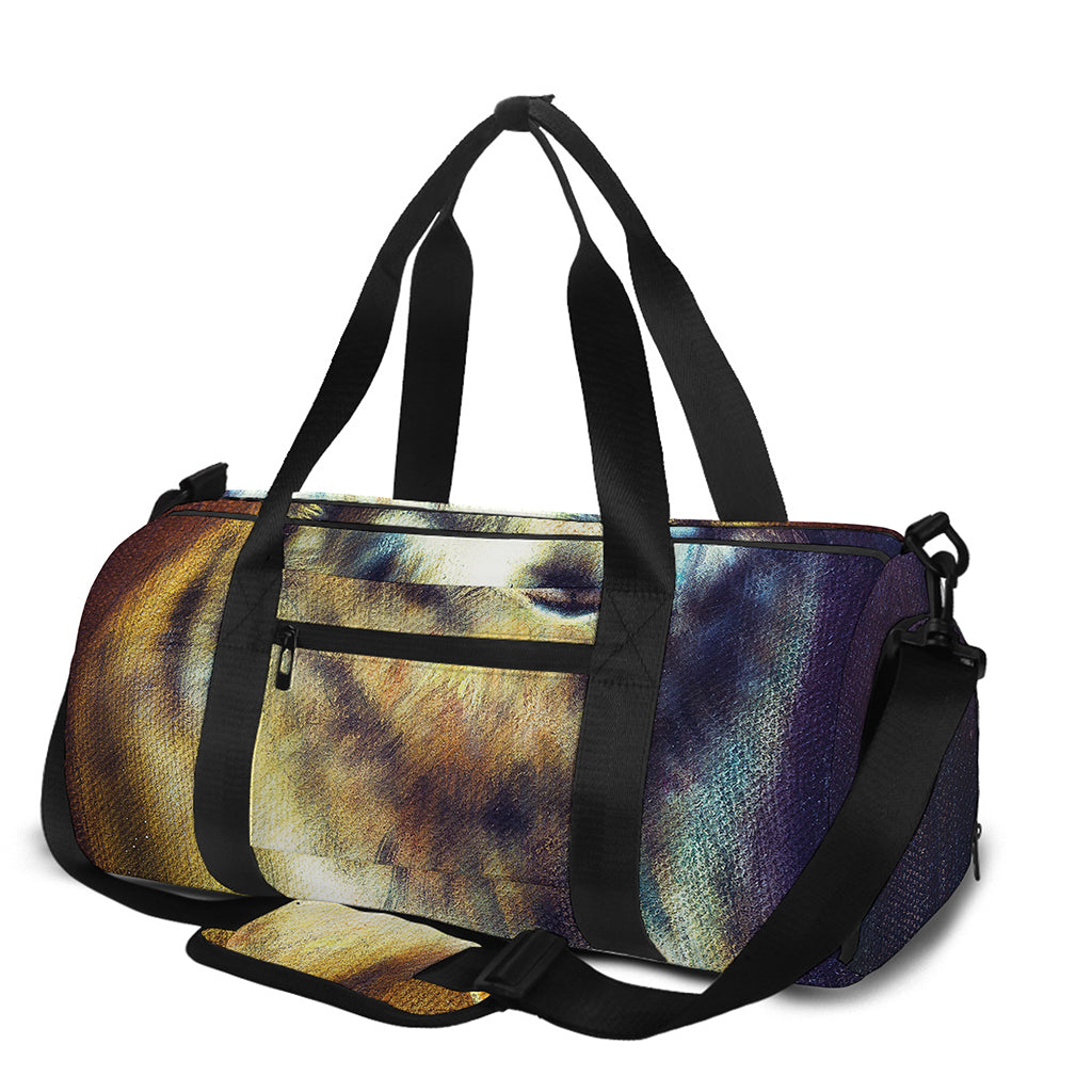 Cosmic Wolf Portrait Print Gym Bag