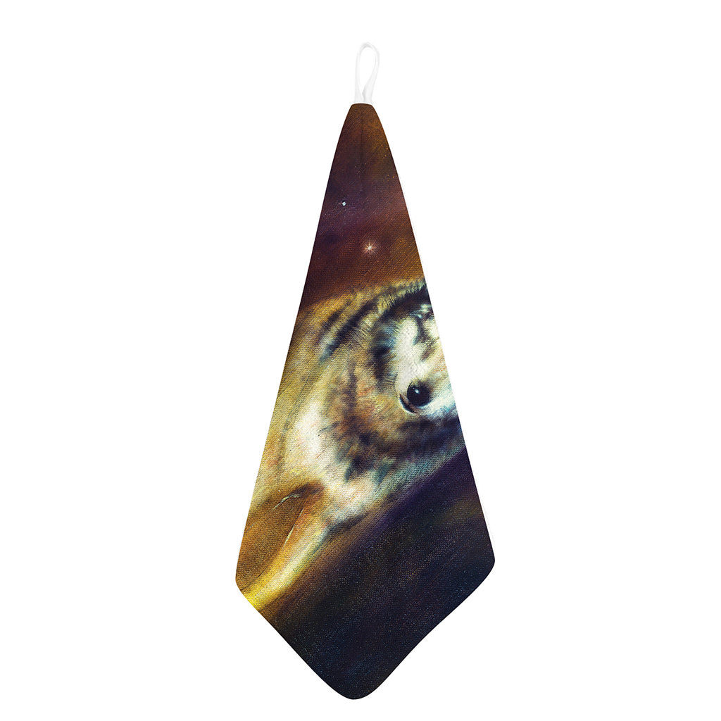 Cosmic Wolf Portrait Print Hand Towel